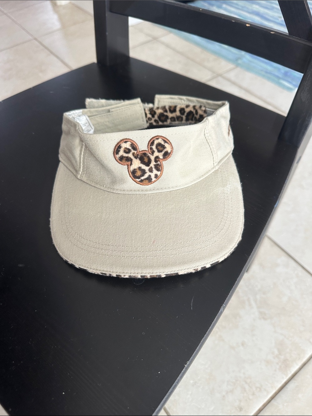 Disney Beige Visor with Leopard Trim Adult